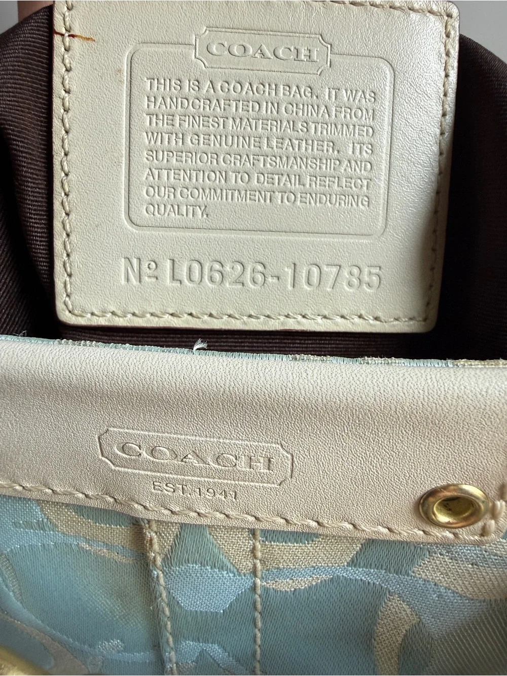 Rare Coach Hampton optic signature carryall shoulder bag baby blue